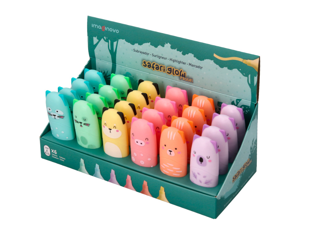 ROTULADOR IMAGINOVO FLUORESCENTE SAFARI GLOW PASTEL ANIMALES SURTIDOS