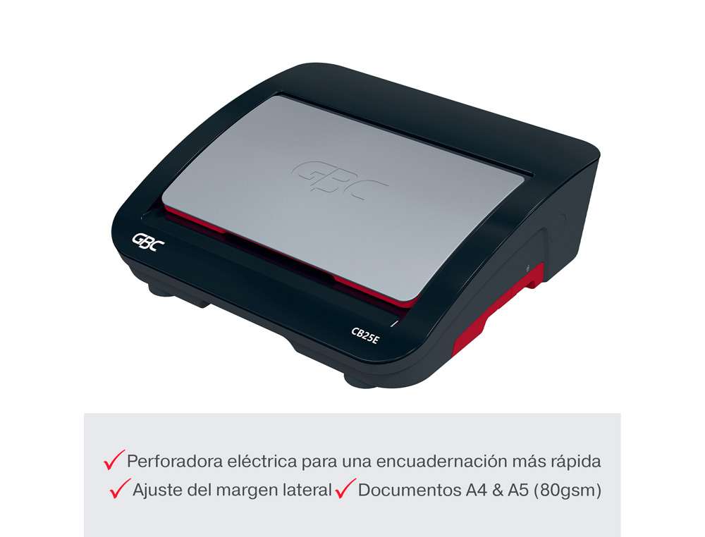ENCUADERNADORA ELECTRICA PARA CANUTILLO GBC COMBBIND CB25E PERFORA 25 HOJAS TAMAO A4/A5 ENCUADERNA 390 HOJAS