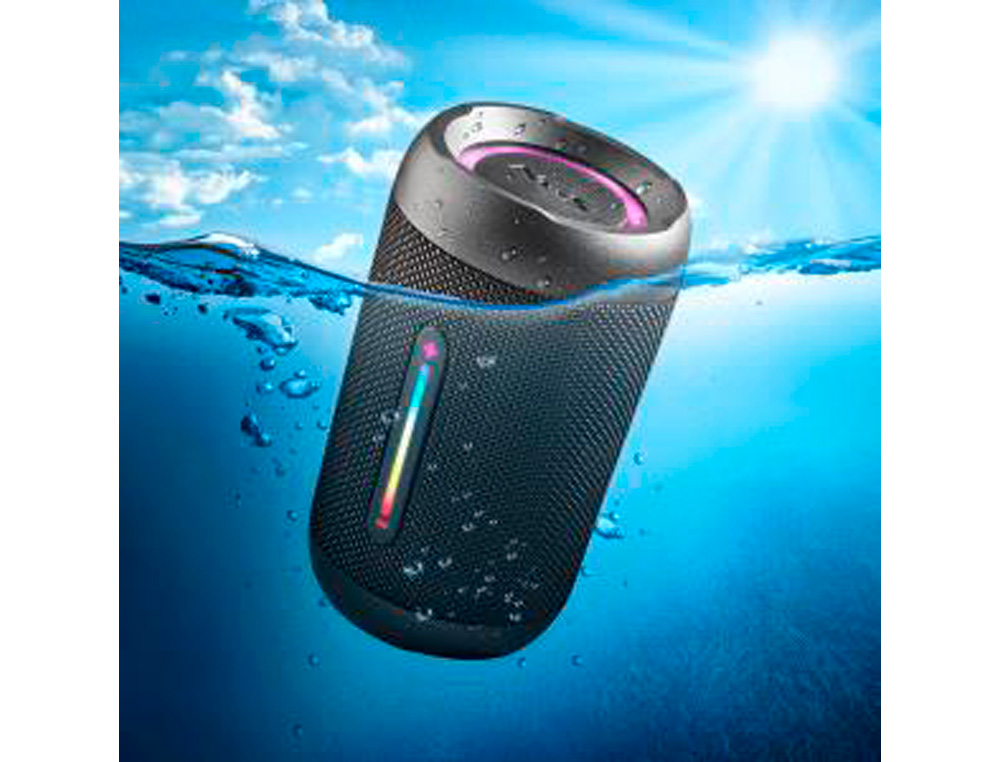 ALTAVOZ NGS ROLLER FURIA 2 TINY PORTATIL 20W BLUETOOTH LUCES RGB E IMPERMEABILIDAD IPX7 COLOR NEGRO