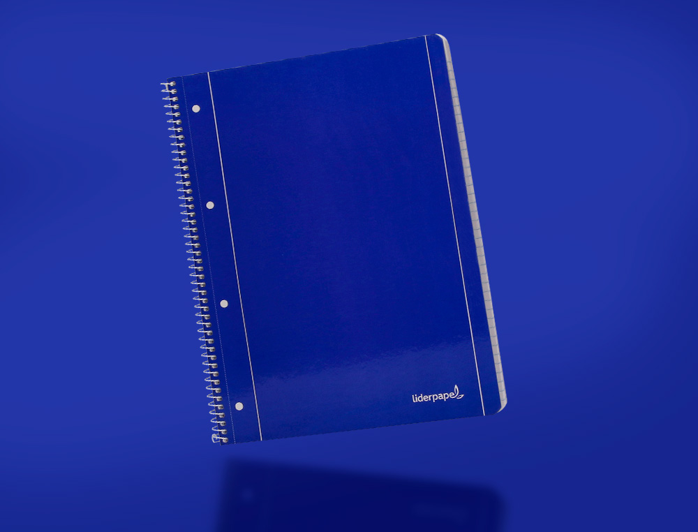 CUADERNO ESPIRAL LIDERPAPEL A4 MICRO SERIE AZUL TAPA BLANDA 80H 75GR CUADRO 5MM CON MAR GEN 4 TALADROS AZUL