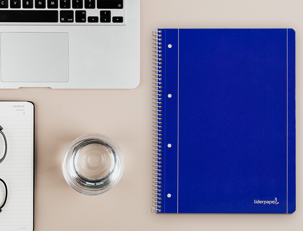 CUADERNO ESPIRAL LIDERPAPEL A4 MICRO SERIE AZUL TAPA BLANDA 80H 75GR CUADRO 5MM CON MAR GEN 4 TALADROS AZUL