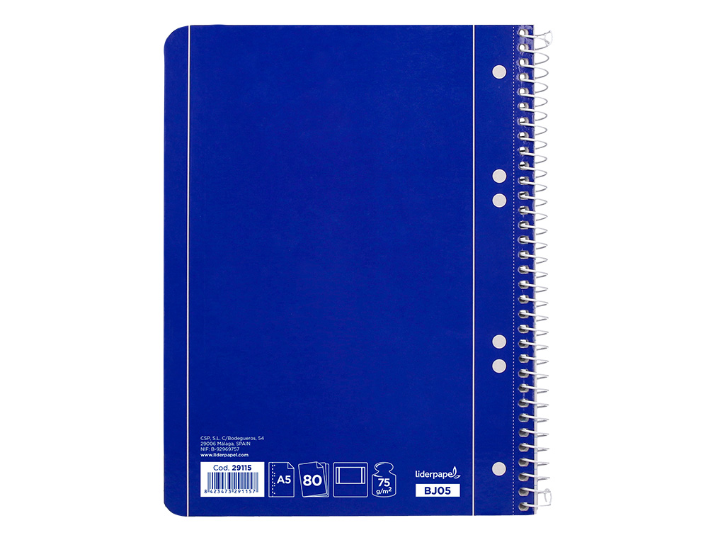 CUADERNO ESPIRAL LIDERPAPEL A5 MICRO SERIE AZUL TAPA BLANDA 80H 75GR LISO 6 TALADROS AZUL