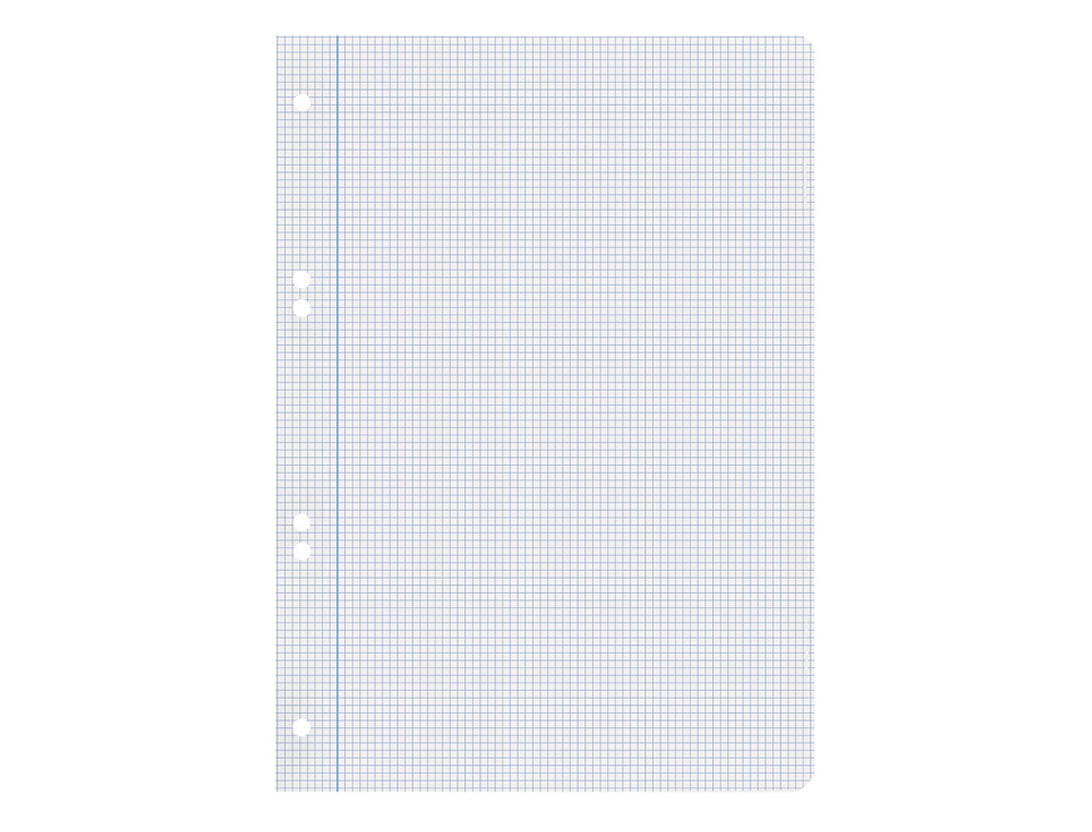 RECAMBIO LIDERPAPEL CUARTO 100 HOJAS 60GR CUADRO 3MM CON MARGEN 6 TALADROS