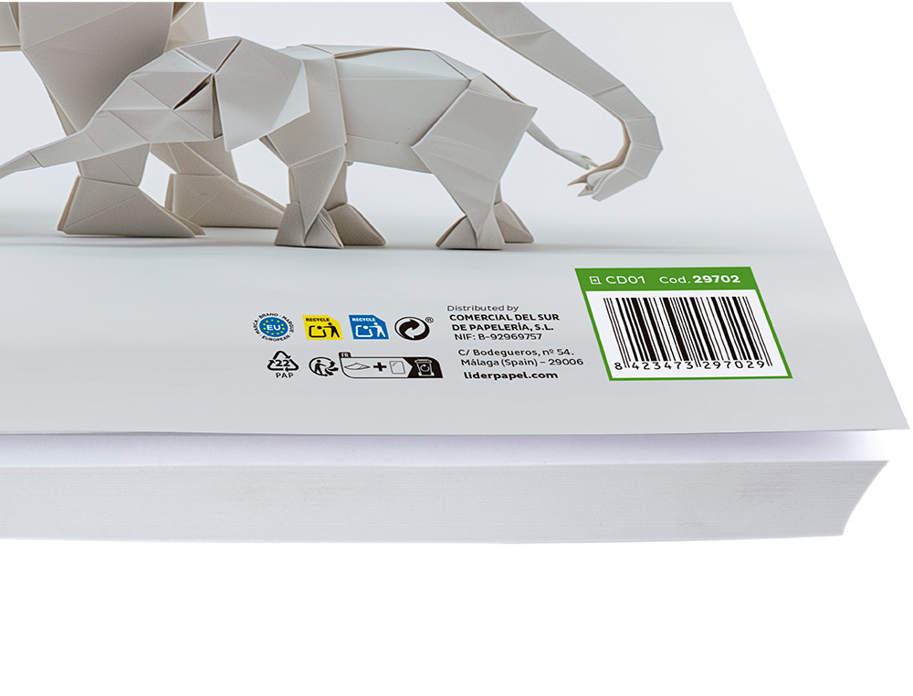 CARTULINA LIDERPAPEL A3 180G/M2 BLANCO PAQUETE DE 100 HOJAS