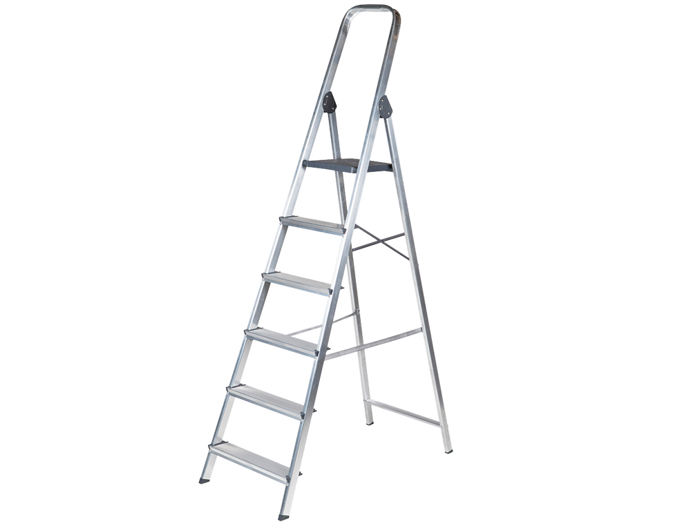 ESCALERA Q-CONNECT DE ALUMINIO 6PELDAOS 1203X510X1895 MM PESO MAXIMO 150 KG EN-131