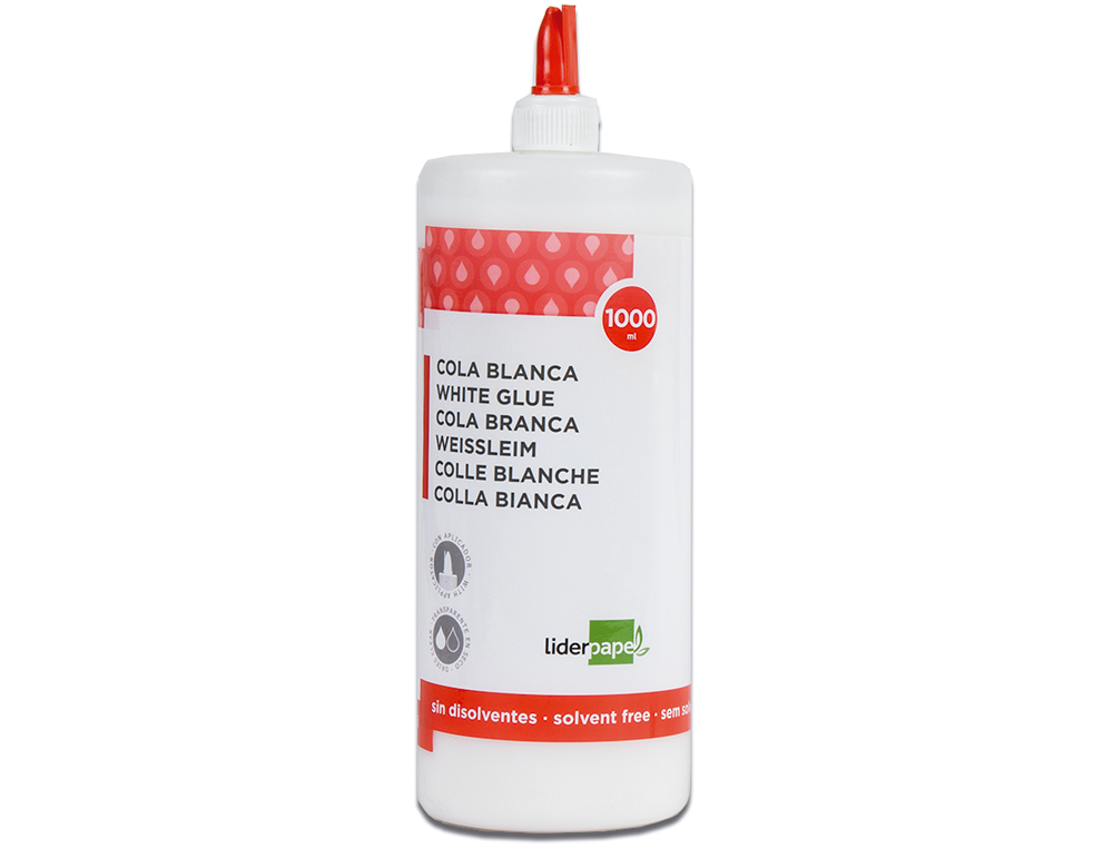 PEGAMENTO COLA BLANCA LAVABLE LIDERPAPEL BOTE DE 1000 ML