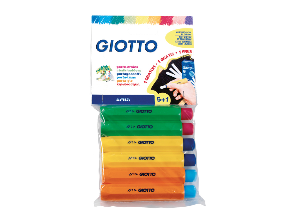 PORTATIZAS PLASTICO GIOTTO BLISTER DE 5+1 DE REGALO