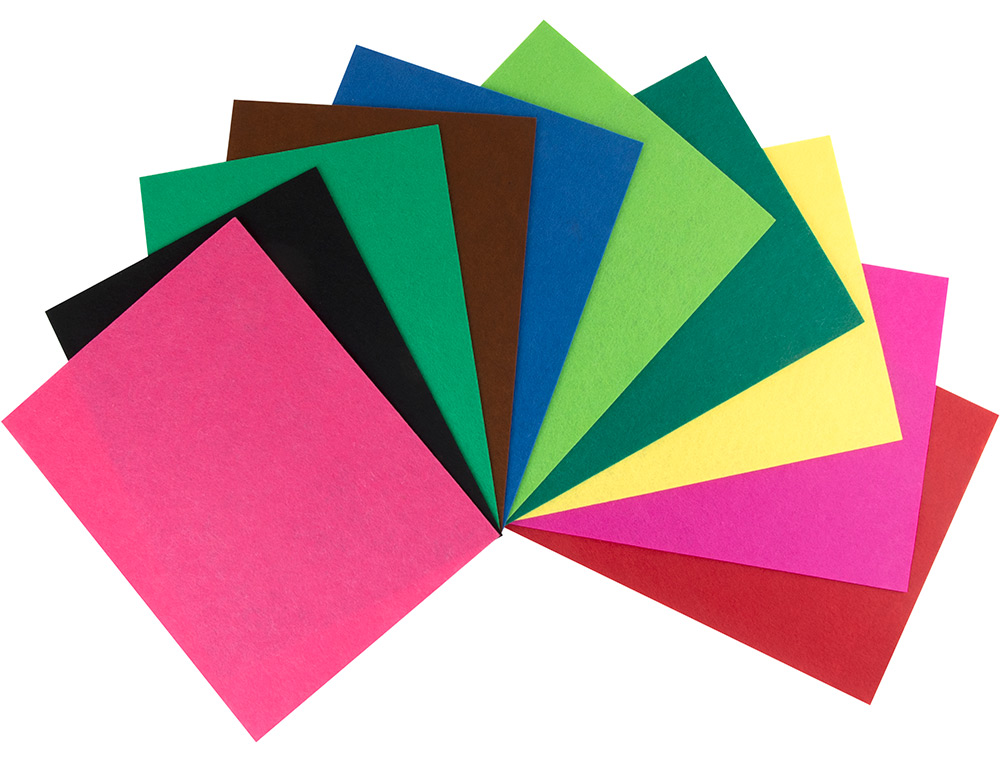 BLOC TRABAJOS MANUALES LIDERPAPEL FIELTRO 240X315MM 10 HOJAS COLORES SURTIDOS