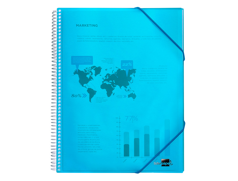 CARPETA LIDERPAPEL ESCAPARATE CON ESPIRAL 30 FUNDAS POLIPROPILENO DIN A4 AZUL