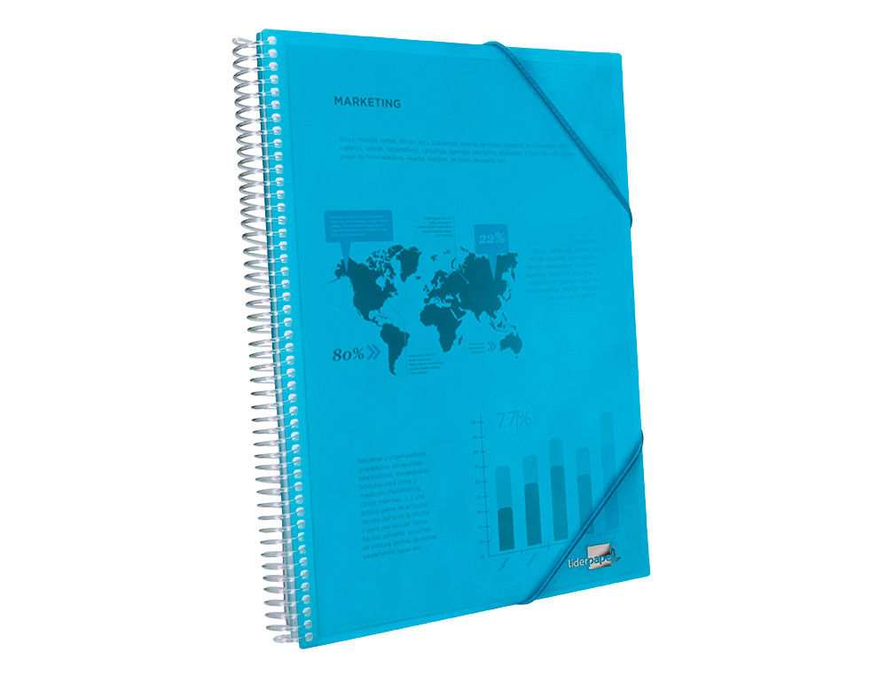 CARPETA LIDERPAPEL ESCAPARATE CON ESPIRAL 30 FUNDAS POLIPROPILENO DIN A4 AZUL