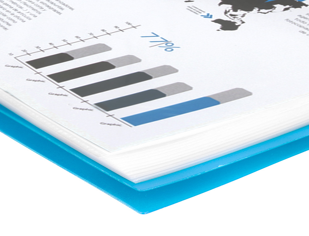 CARPETA LIDERPAPEL ESCAPARATE CON ESPIRAL 30 FUNDAS POLIPROPILENO DIN A4 AZUL