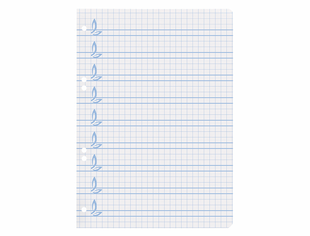 RECAMBIO LIDERPAPEL CUARTO PAUTAGUIA 100 HOJAS 75GR CUADRICULADO PAUTADO 5 MM CON MARGEN 6 TALADROS