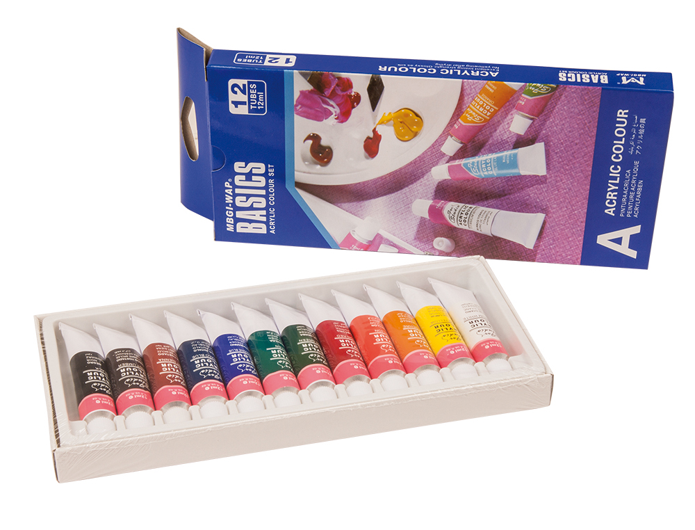 PINTURA ACRILICA ARTIST CAJA CARTON DE 12 COLORES SURTIDOS TUBO DE 12 ML