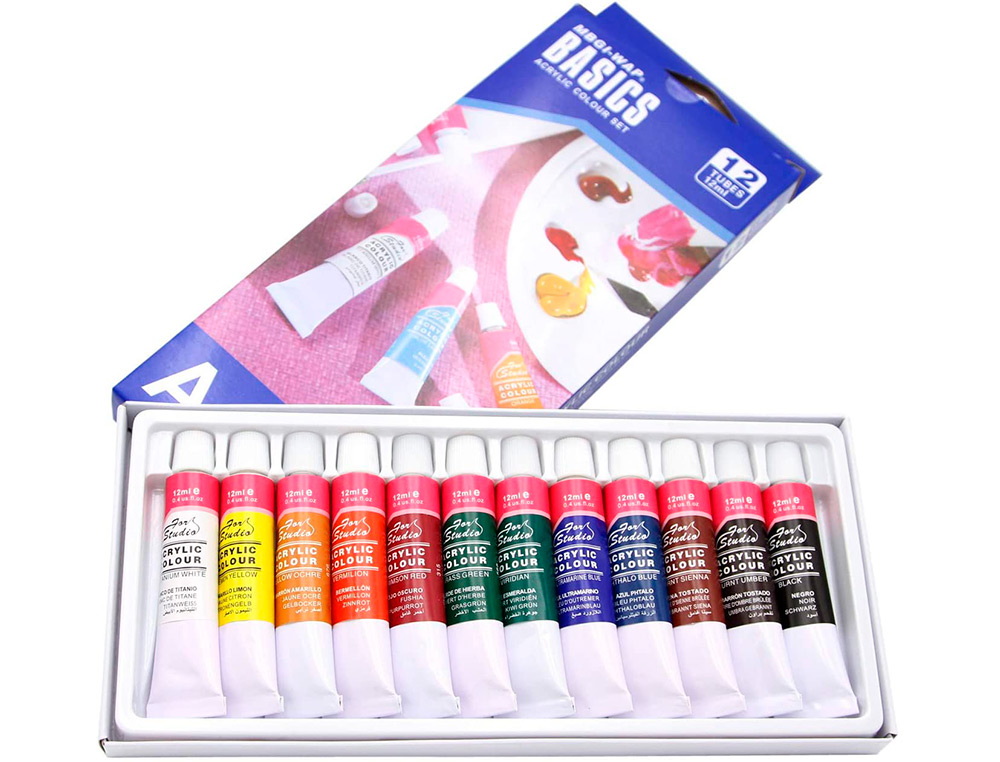 PINTURA ACRILICA ARTIST CAJA CARTON DE 12 COLORES SURTIDOS TUBO DE 12 ML