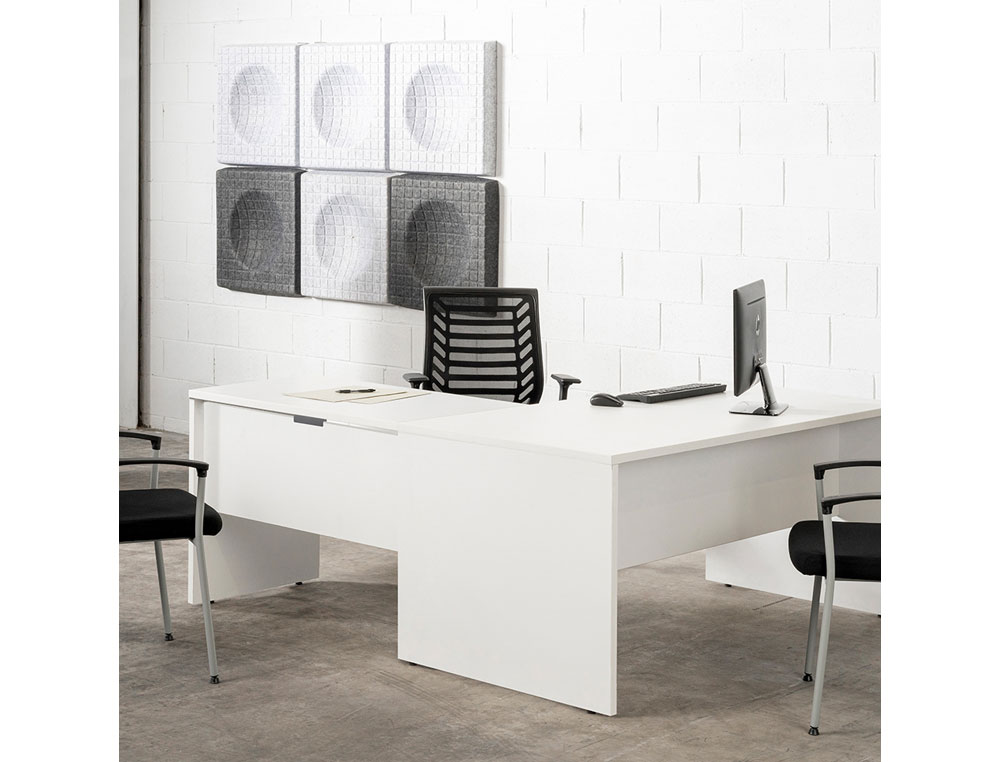 MESA OFICINA ROCADA SERIE WORK 160X80 CM ACABADO AW04 BLANCO/BLANCO