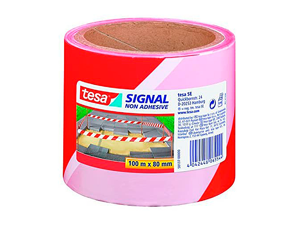 CINTA DE SEALIZACION TESA ROJO Y BLANCO 100MT X 80 MM