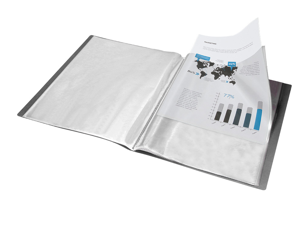 CARPETA LIDERPAPEL ESCAPARATE 10 FUNDAS PVC FOLIO NEGRO