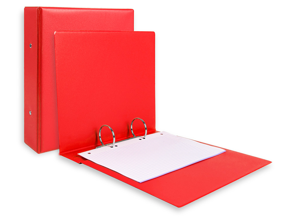 CARPETA DE 2 ANILLAS 40 MM REDONDAS LIDERPAPEL A5 CARTON FORRADO PVC ROJO