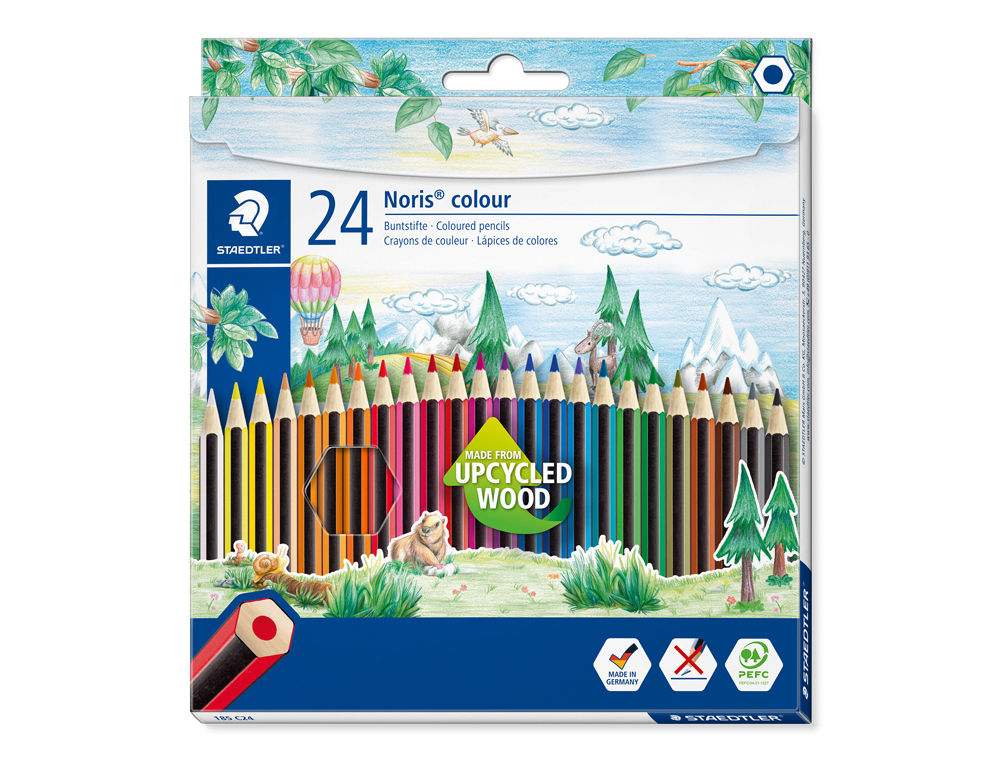 LAPICES DE COLORES STAEDTLER UPCYCLED WOOD ECOLOGICO 24 COLORES EN CAJA DE CARTON