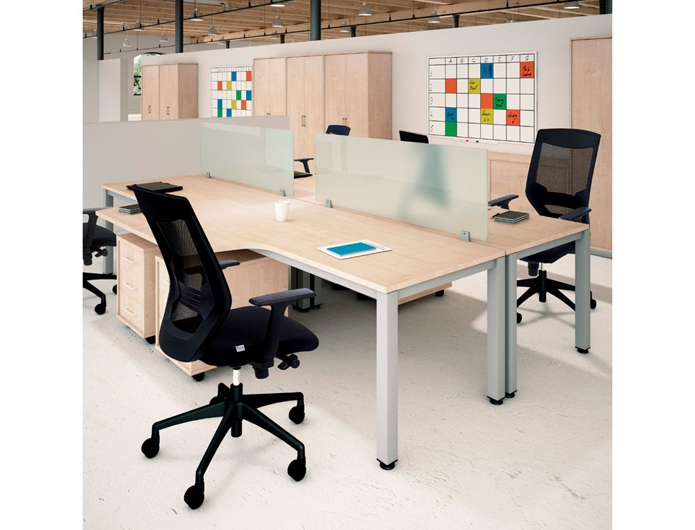 MESA ROCADA SERIE EXECUTIVE 180X110 CM IZQUIERDA ACABADO GRIS/BLANCO