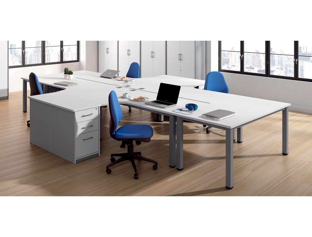 MESA ROCADA SERIE EXECUTIVE 180X110 CM IZQUIERDA ACABADO GRIS/BLANCO