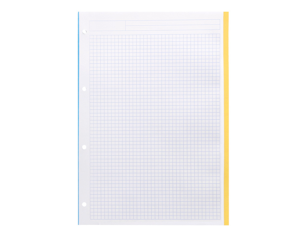 RECAMBIO ANTARTIK A4 100 HOJAS 90GR CUADRO 5 MM 4 TALADROS BANDAS DE 5 COLORES