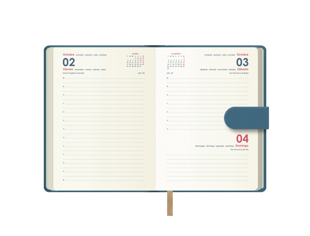 AGENDA ENCUADERNADA DOHE 2026 PRETTY POLIPIEL CIERRE CON PESTAA IMANTADA DIA PAGINA 125X180 MM COLOR AZUL