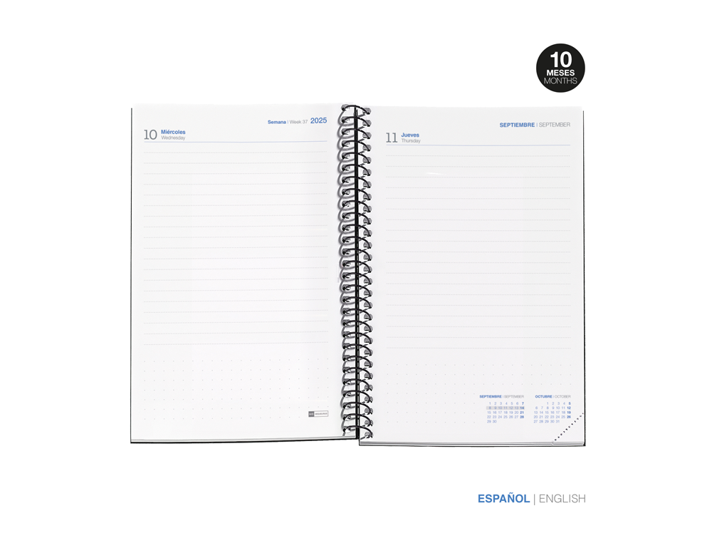 AGENDA ESPIRAL ESCOLAR MIQUELRIUS ACTIVA OCTAVO DIA PAGINA 25-26 TAPA CARTON FORRADO VERDE
