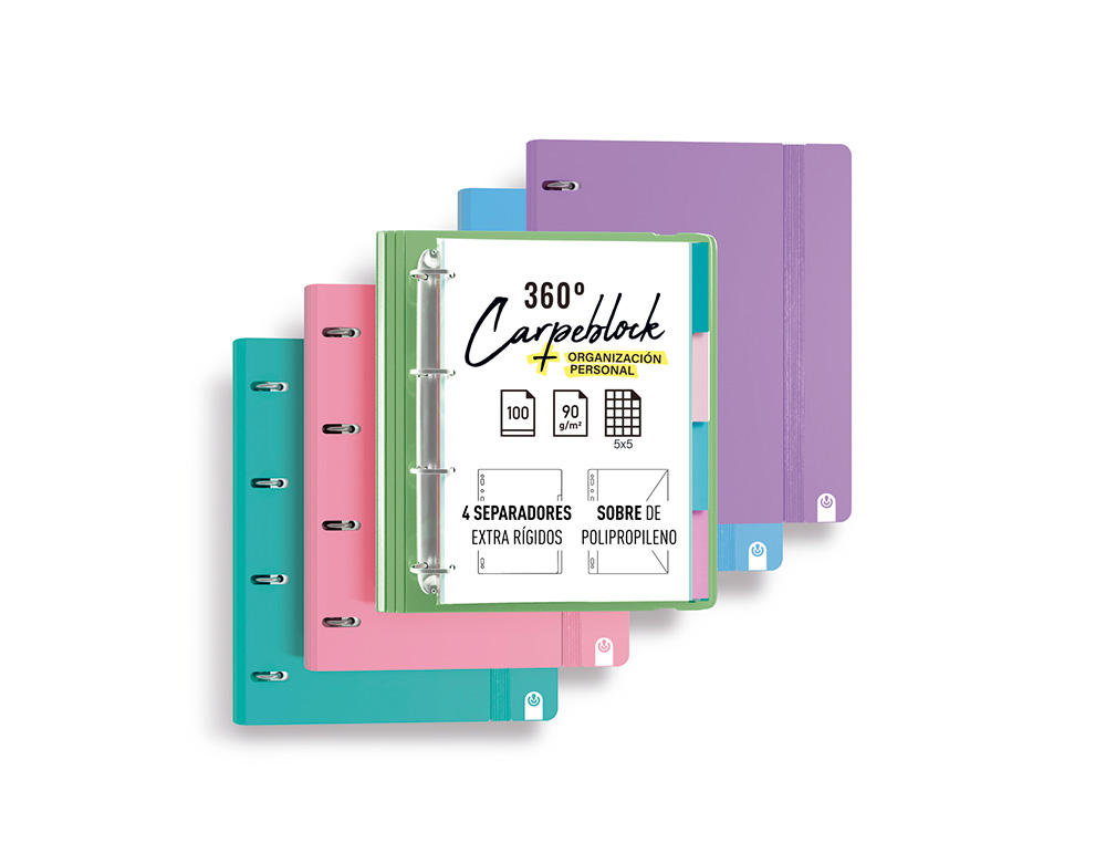 CARPETA CARPEBLOCK CARCHIVO DIN A4 FOAM CON RECAMBIO BONUS 360 SOFT STYLE COLOR VERDE MALVA