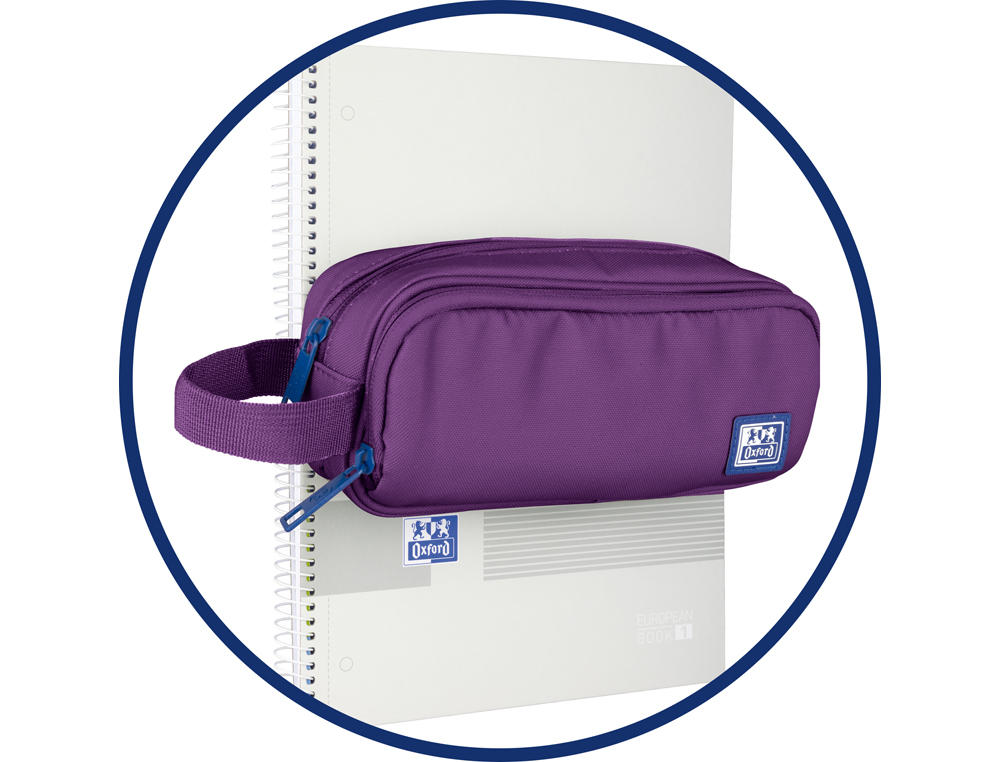 BOLSO ESCOLAR OXFORD PORTATODO KANGOO B-SMART DOBLE CREMALLERA COLOR LILA 225X80X70 MM