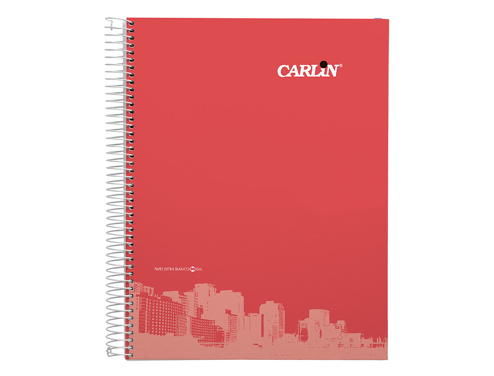 CUADERNO ESPIRAL CARLIN A4 TAPA FORRADA 80H 90GR CUADRO 4MM CON MARGEN 6 COLORES SRTOSREF 16016