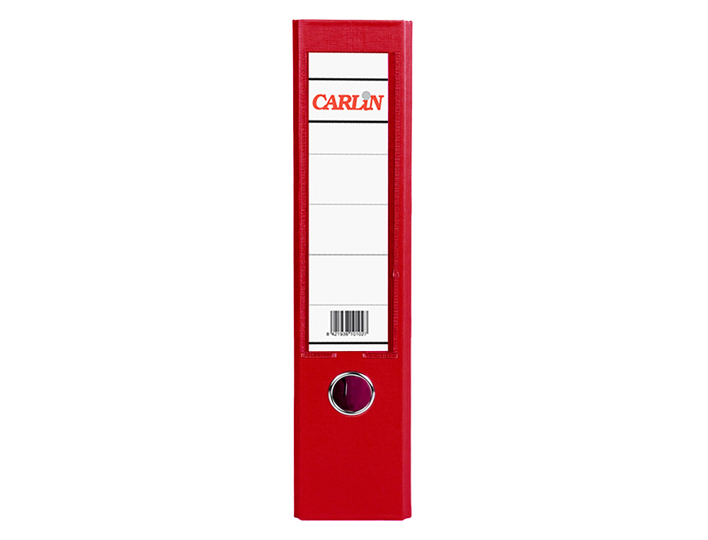 ARCHIVADOR DE PALANCA CARLIN DIN A4 FORRADO POLIPROPILENO CON RADO LOMO ANCHO 75 MM ROJO