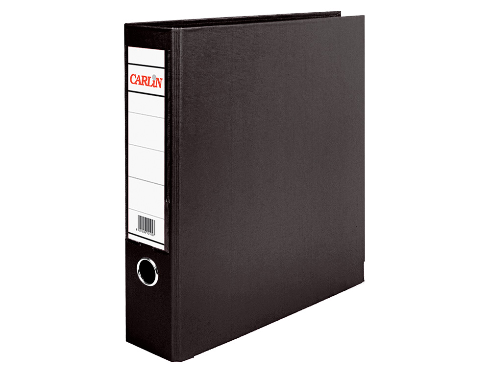 ARCHIVADOR DE PALANCA CARLIN FOLIO FORRADO POLIPROPILENO CON RADO LOMO ANCHO 75 MM NEGRO