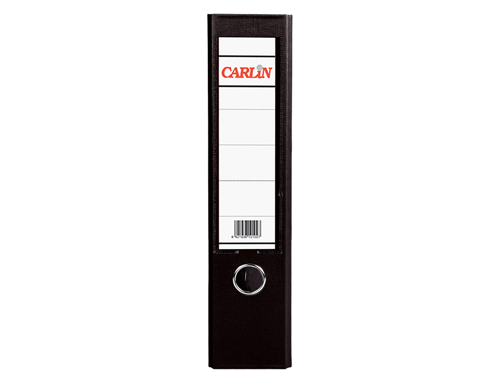 ARCHIVADOR DE PALANCA CARLIN FOLIO FORRADO POLIPROPILENO CON RADO LOMO ANCHO 75 MM NEGRO