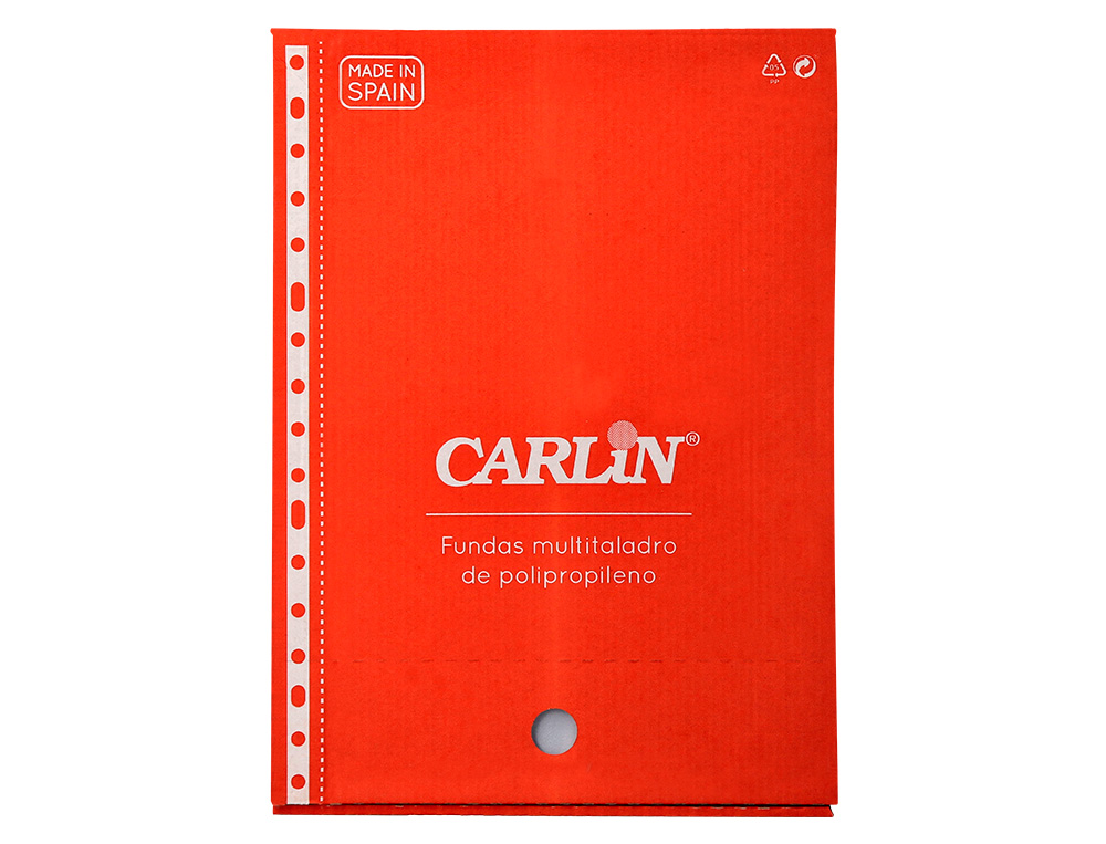 FUNDA MULTITALADRO CARLIN POLIPROPILENO DIN A4 RUGOSO EXTRA 16 TALADROS CAJA DE 100 UNIDADES