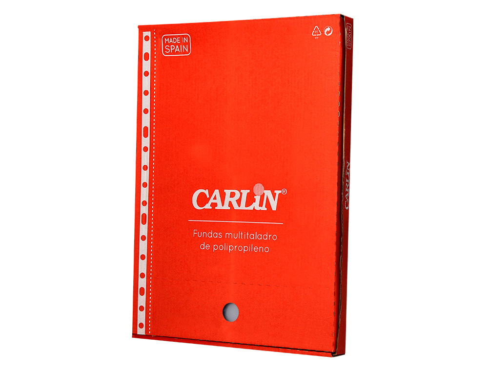 FUNDA MULTITALADRO CARLIN POLIPROPILENO DIN A4 RUGOSO EXTRA 16 TALADROS CAJA DE 100 UNIDADES