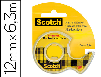 CINTA ADHESIVA SCOTCH 136-D DOS CARAS 6,3 MT X 12 MM EN PORTARROLLO