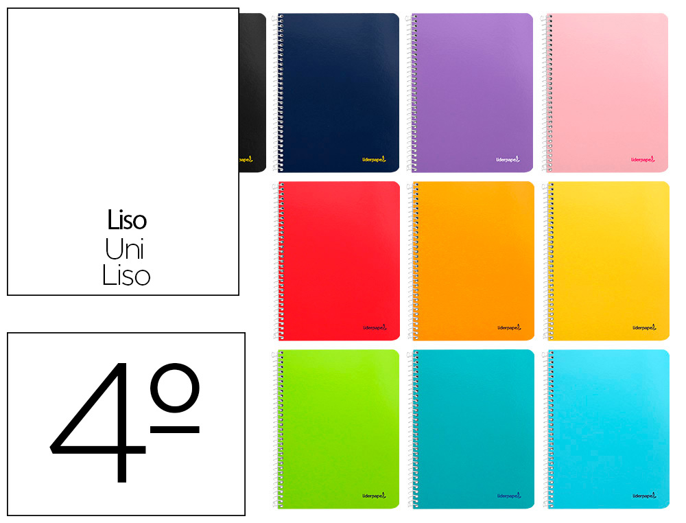 CUADERNO ESPIRAL LIDERPAPEL CUARTO SMART TAPA BLANDA 80H 60GR LISO SIN MARGEN COLORES SURTIDOS