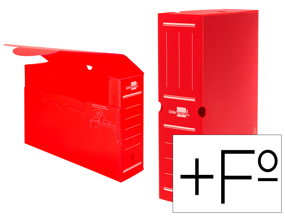 CAJA ARCHIVO DEFINITIVO PLASTICO LIDERPAPEL ROJO 387X275X105 MM