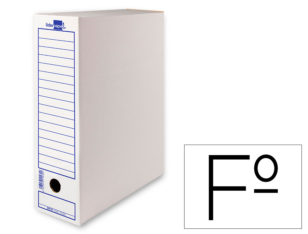 CAJA ARCHIVO DEFINITIVO LIDERPAPEL FOLIO CARTON RECICLADO 340G/M2 LOMO 100 MM BLANCO 365X100X251 MM