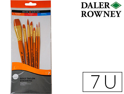 PINCELES DALER ROWNEY SIMPLY ART SINTENTICO MANGO CORTO DORADO BLISTER DE 7 UNIDADES