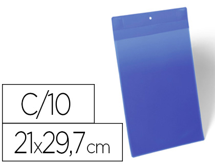 FUNDA DURABLE MAGNETICA 210X297 MM PLASTICO AZUL VENTANA TRANSPARENTE PACK DE 10 UNIDADES