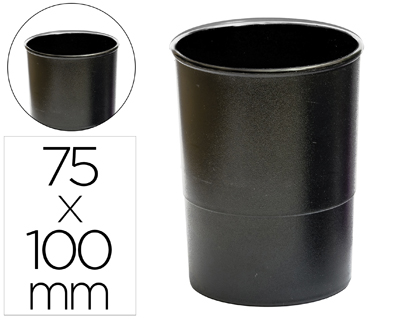 CUBILETE PORTALAPICES Q-CONNECT NEGRO OPACO PLASTICO 100% RECICLADO REDONDO DIAMETRO 75 MM ALTO 100 MM