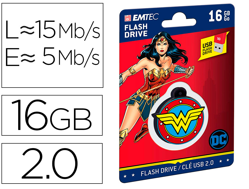 MEMORIA USB EMTEC FLASH 16 GB USB 2.0 COLLECTOR WONDER WOMAN