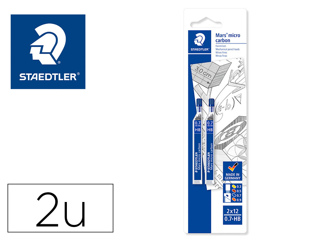 MINAS STAEDTLER MARS MICRO GRAFITO 0,7 MM HB TUBO CON 12 UNIDADES BLISTER DE 2 UNIDADES