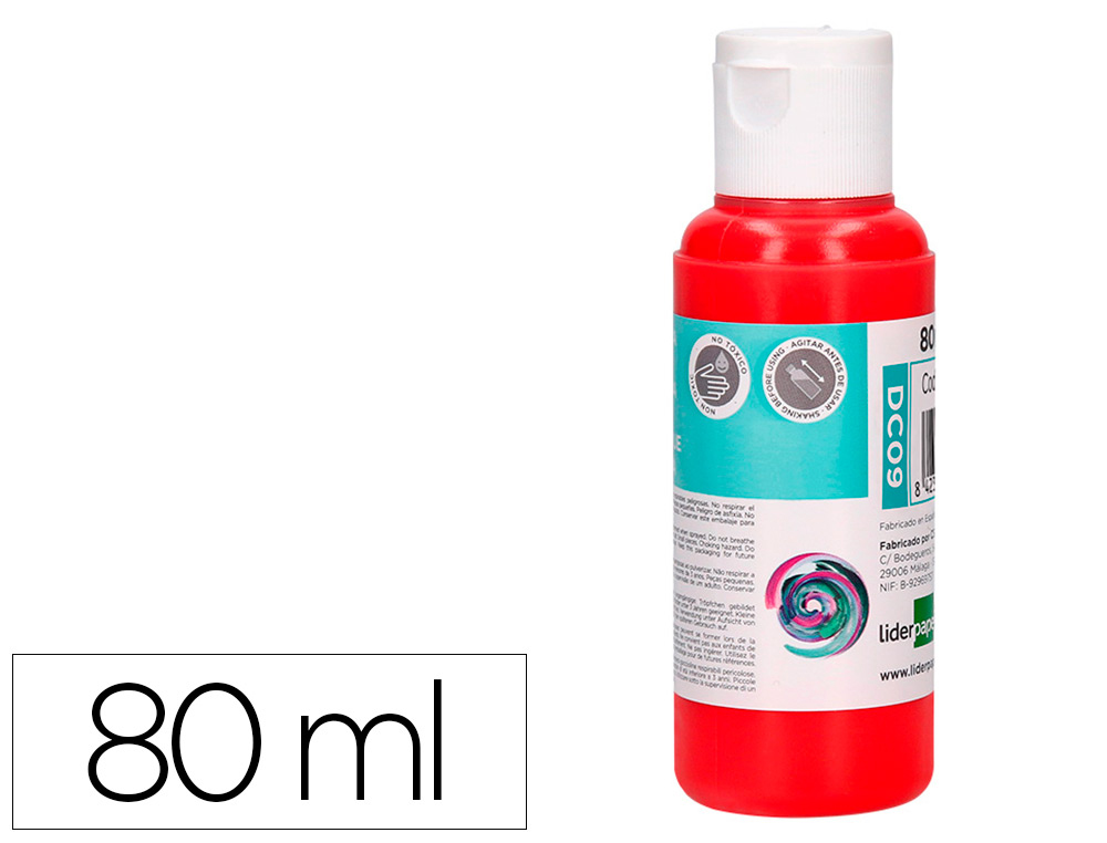 PINTURA ACRILICA LIDERPAPEL BOTE DE 80 ML ROJO