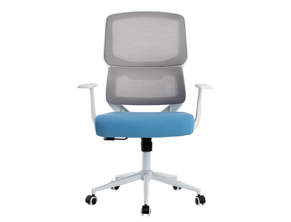 SILLA Q-CONNECT OFICINA LUCCA MALLA BASE METALICA ALT MAX 1090 ANC 700 PROF 650 RUEDAS PREMIUM COLOR BLANCO GRIS AZUL