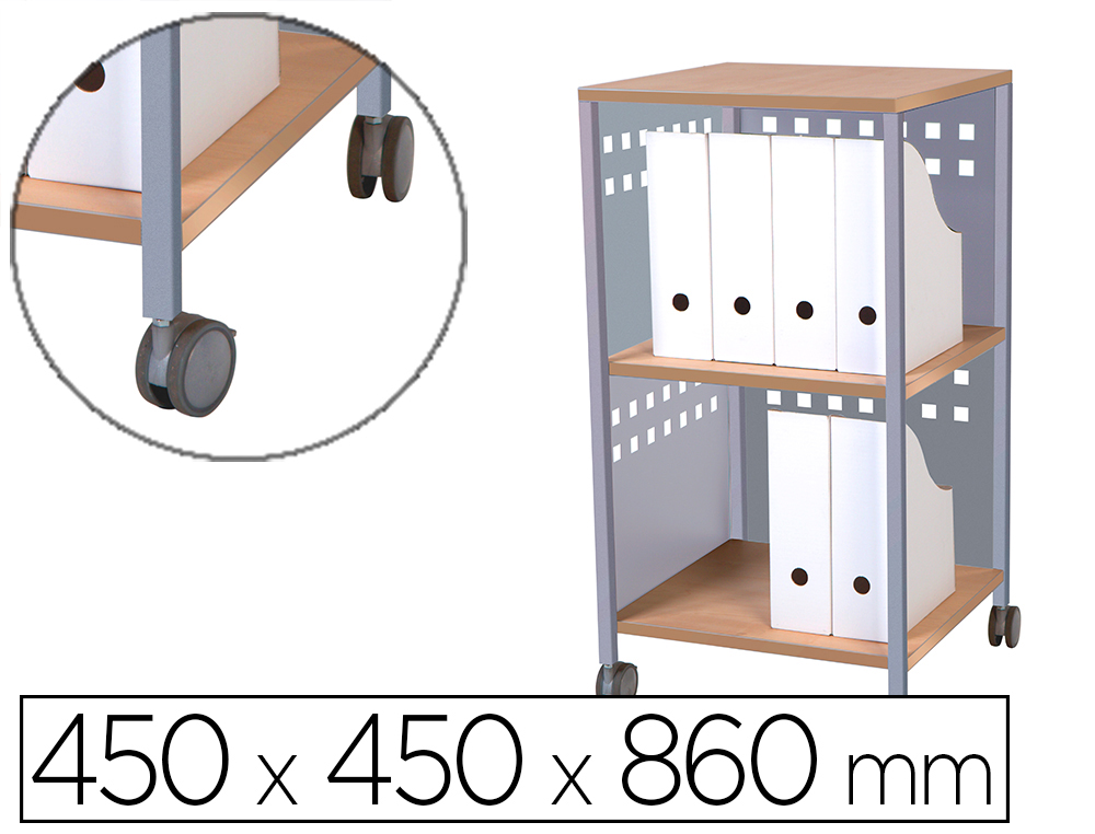 CARRO MULTIUSOS ROCADA MELAMINA 19 MM Y ACERO PINTADO 450X450X860 MM