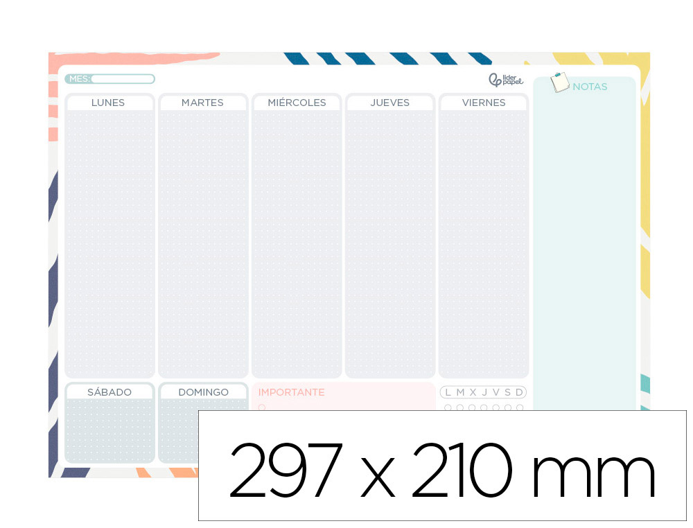 PLANNING SEMANAL LIDERPAPEL JOVEN 2025 DIN A4 CON PEGATINAS PAPEL 104 GR
