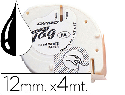 CINTA DYMO PAPEL 12MMX4MT NEGRO/BLANCO PARA LETRATAG